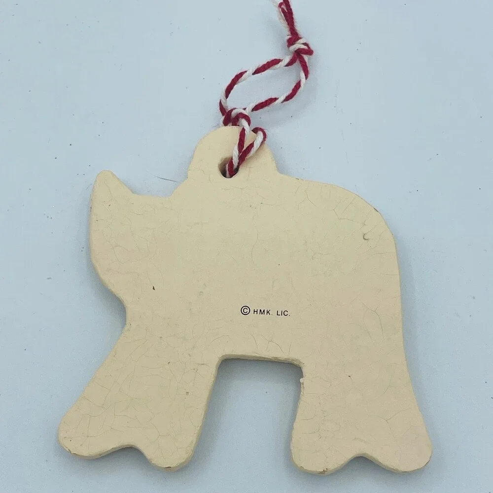 Pair of Hallmark Christmas Tree Ornaments Green & Polka Dot Cats HMK